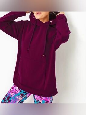 Lilly Pulitzer Hammons Oversized Purple Pullover Hoodie, Sz S (P2P 22.5”)